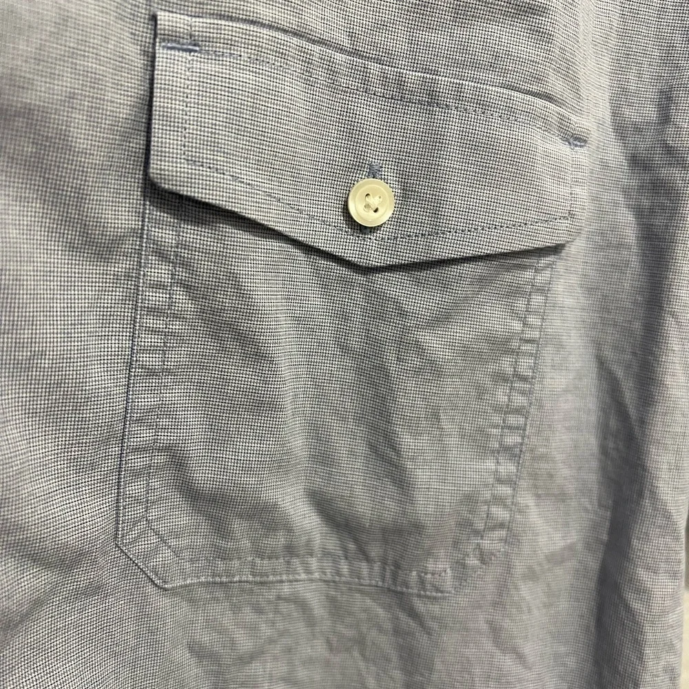BANANA REPUBLIC stretch size L large blue shirt sleeve button up shirt
